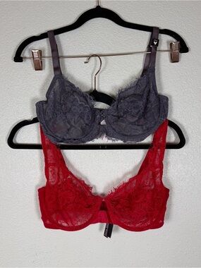 NEW Victoria’s Secret Lot Of 2 Unlined Lace Demi Bras 34DD Very Sexy Dream Angel